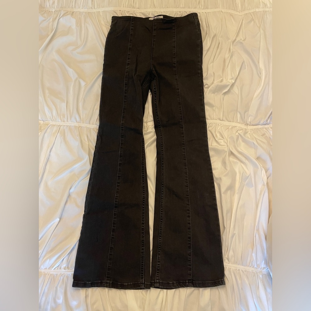 Free People High Rise Black Flared Jeans